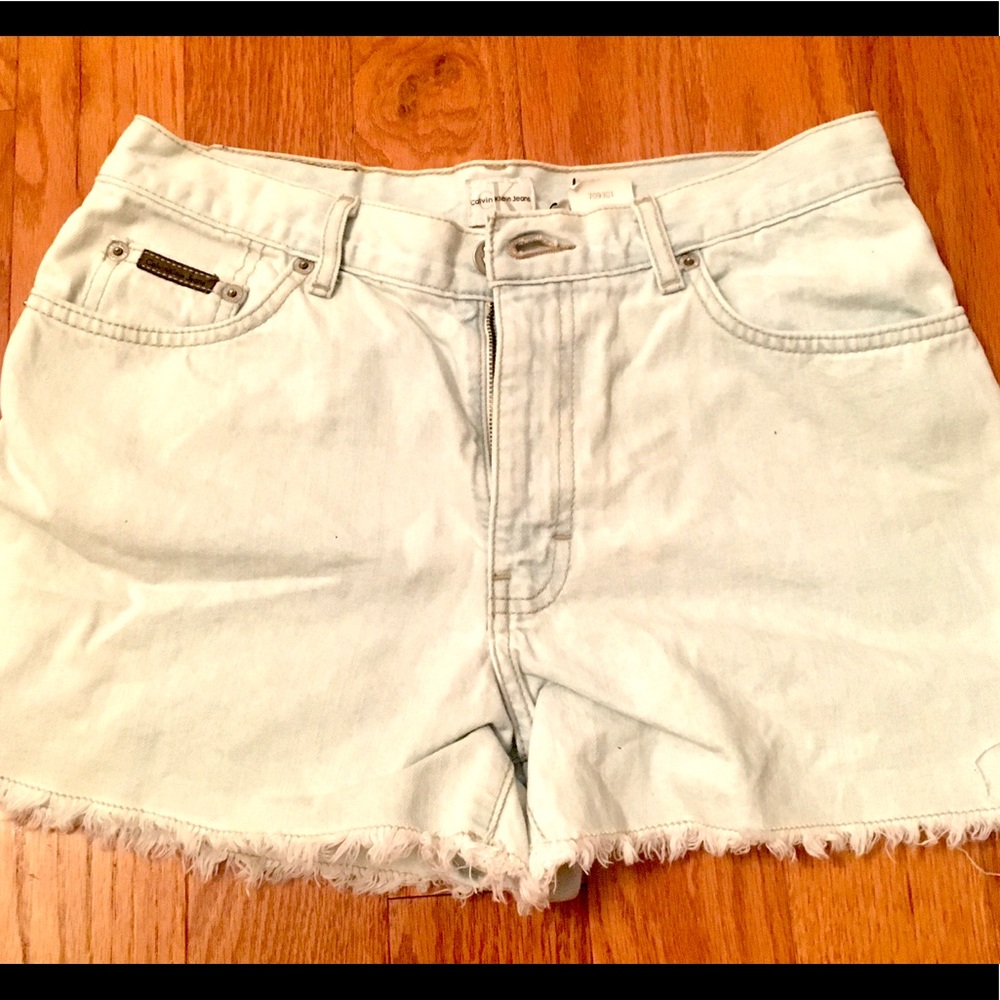 Calvin Klein white washed denim shorts
